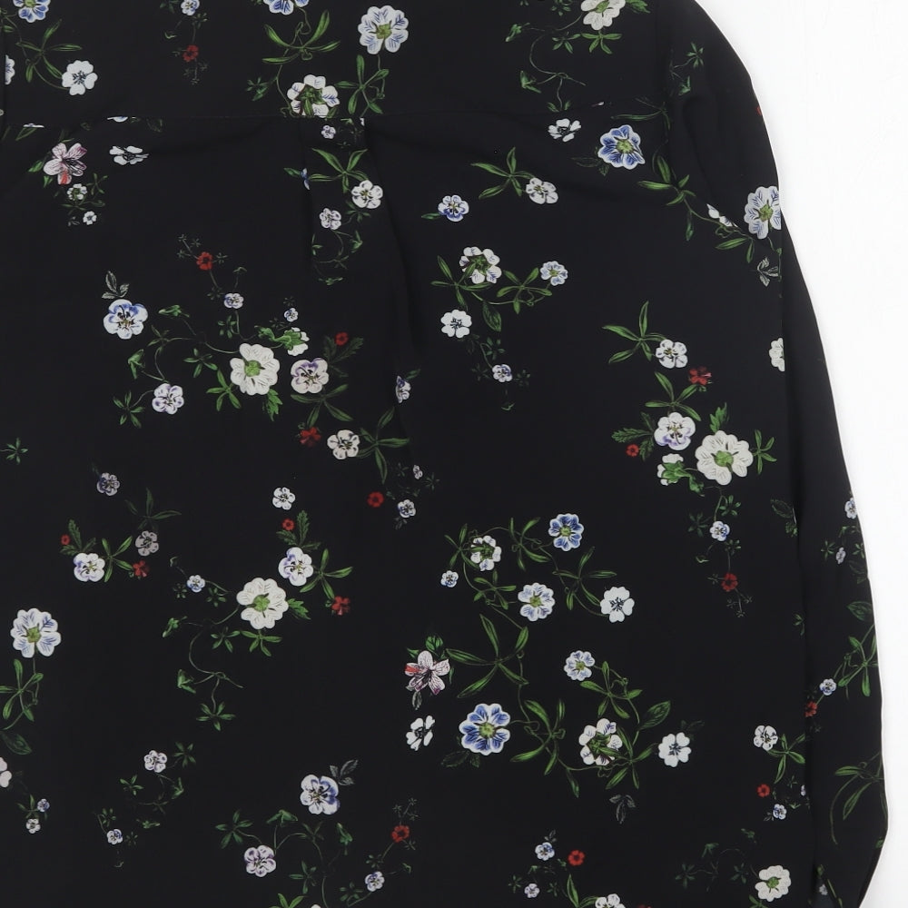 H&M Womens Multicoloured Floral Polyester Basic Button-Up Size 12 Collared