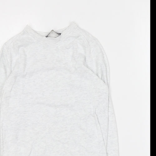 Zara Womens Grey Round Neck Cotton Pullover Jumper Size S