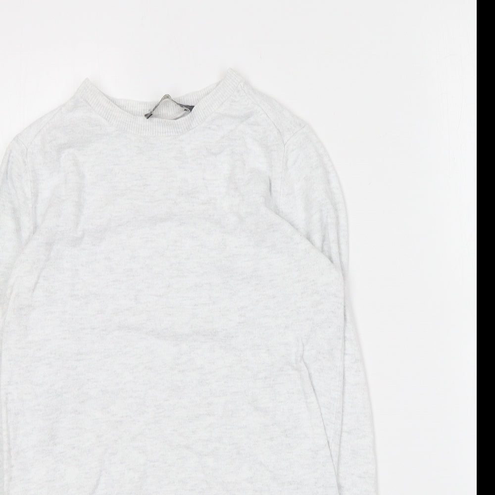 Zara Womens Grey Round Neck Cotton Pullover Jumper Size S