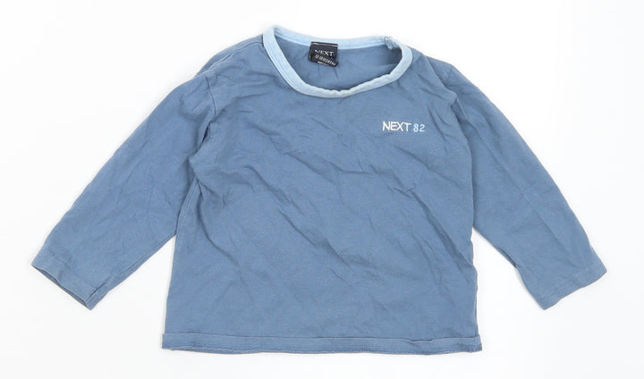NEXT Boys Blue Cotton Basic T-Shirt Size 12-18 Months Round Neck
