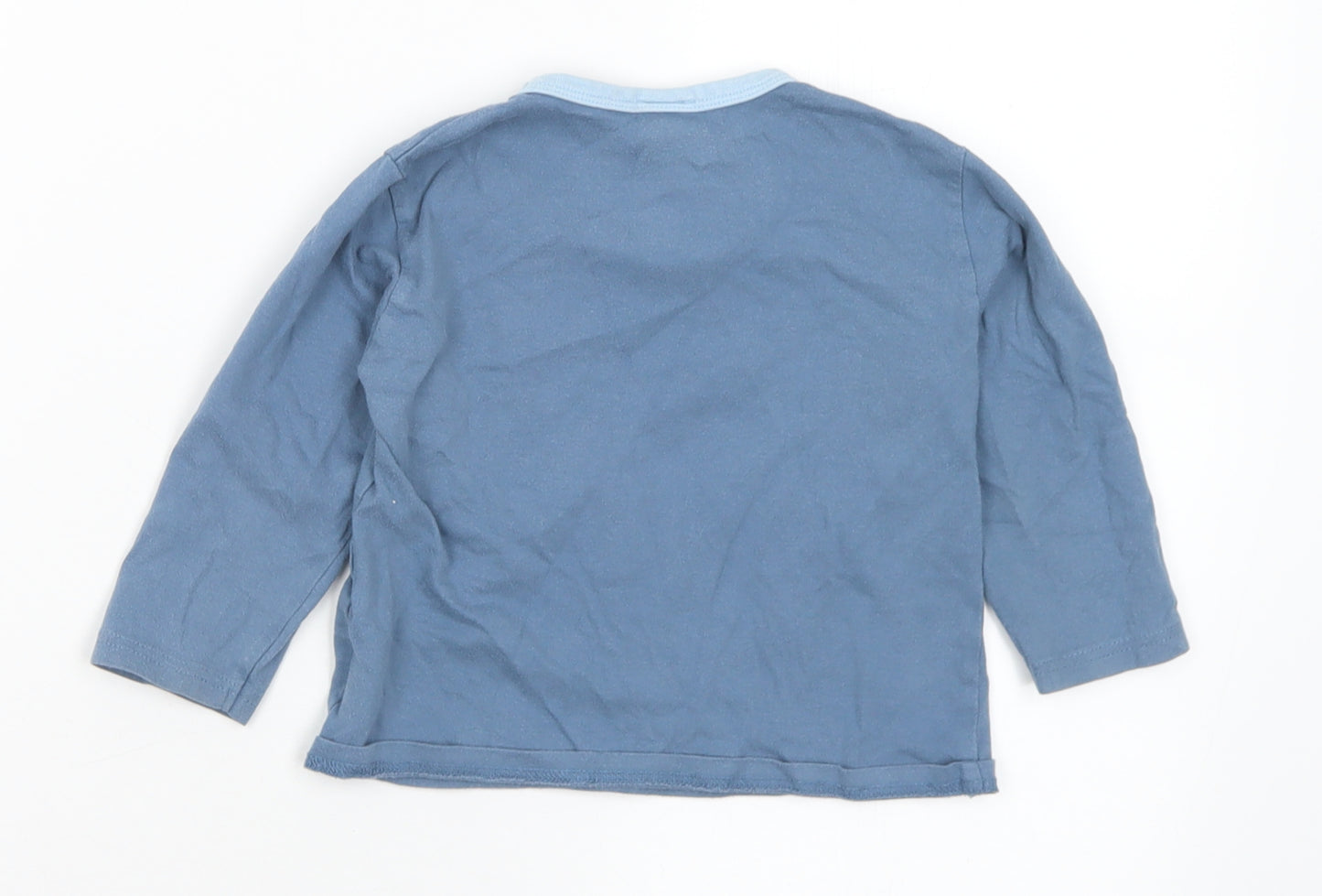NEXT Boys Blue Cotton Basic T-Shirt Size 12-18 Months Round Neck