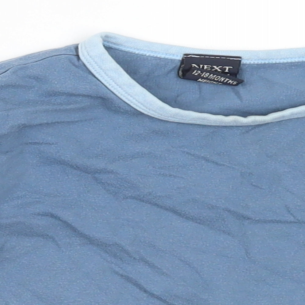 NEXT Boys Blue Cotton Basic T-Shirt Size 12-18 Months Round Neck