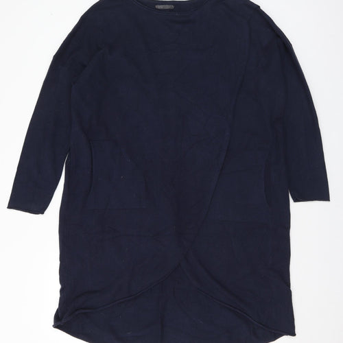 Preworn Womens Blue Viscose Jumper Dress Size L Round Neck