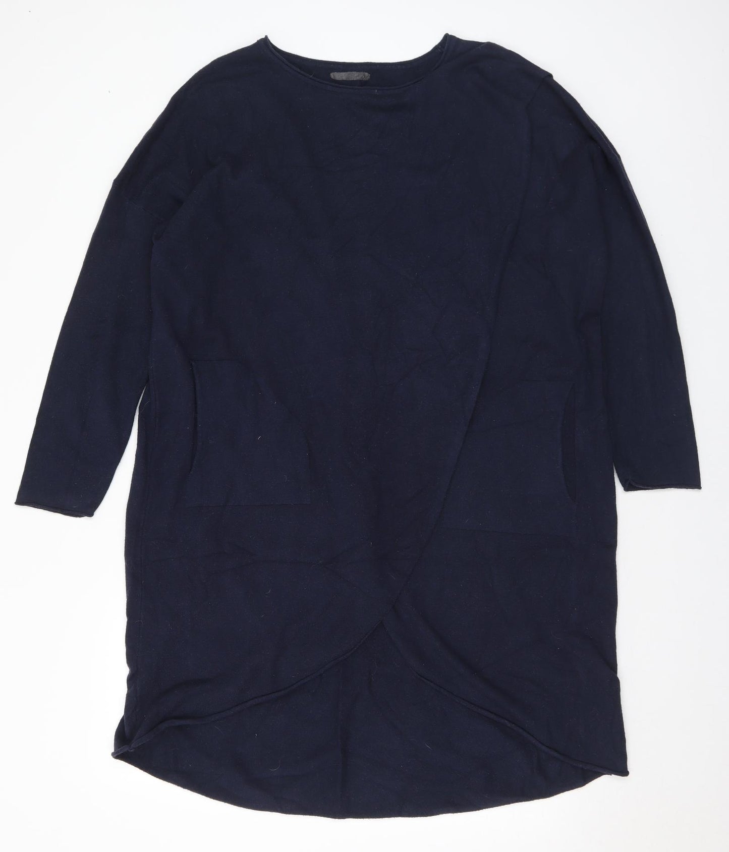 Preworn Womens Blue Viscose Jumper Dress Size L Round Neck