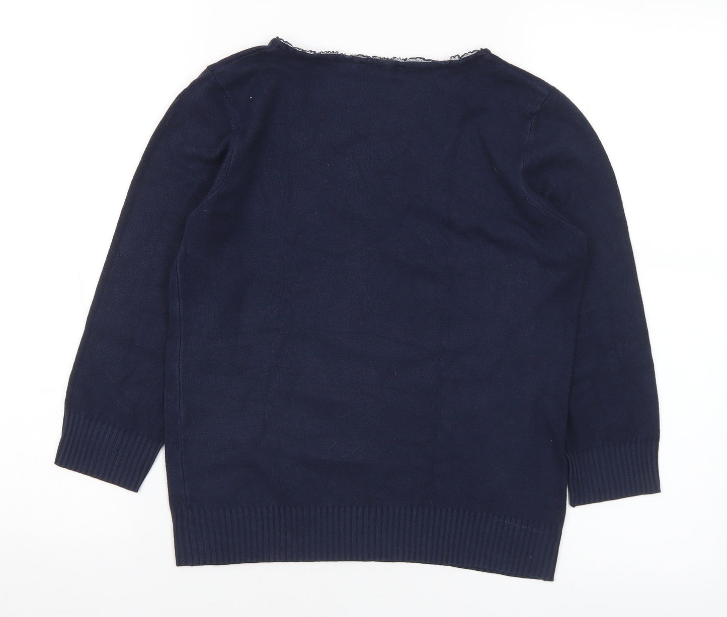 Marks and Spencer Womens Blue V-Neck Acrylic Pullover Jumper Size 12