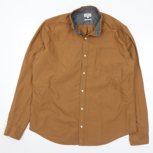 NEXT Mens Brown Cotton Button-Up Size XL Collared
