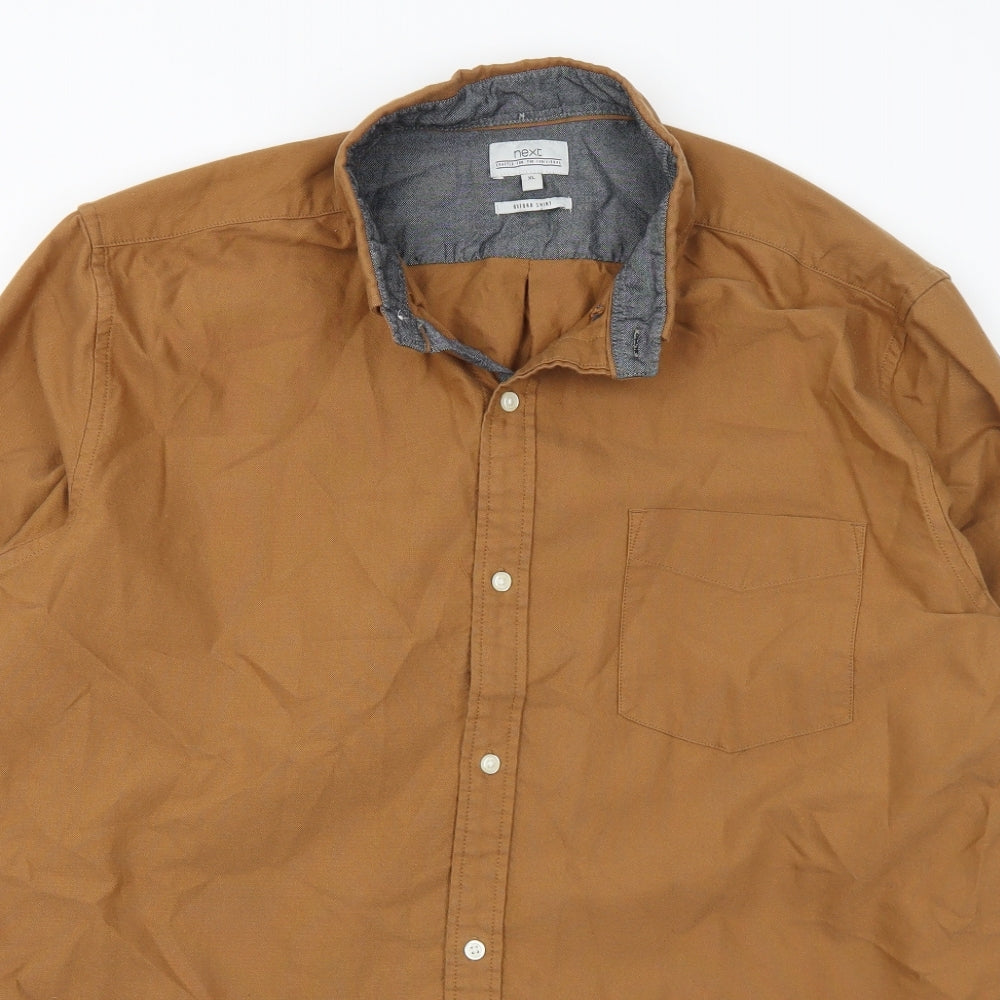 NEXT Mens Brown Cotton Button-Up Size XL Collared