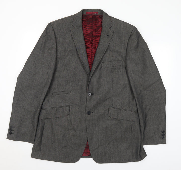 Burton Mens Grey Polyester Jacket Suit Jacket Size 42