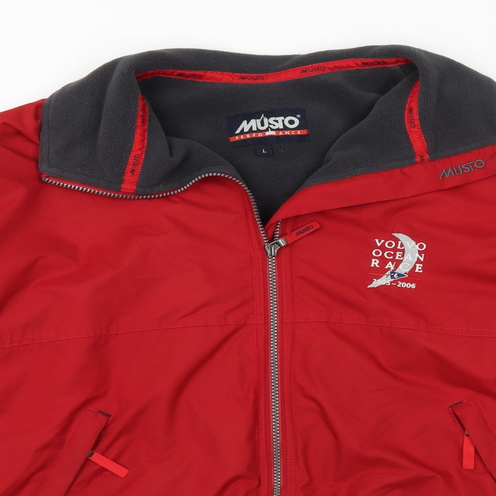MUSTO Mens Red Windbreaker Coat Size L - Volvo Ocean Race