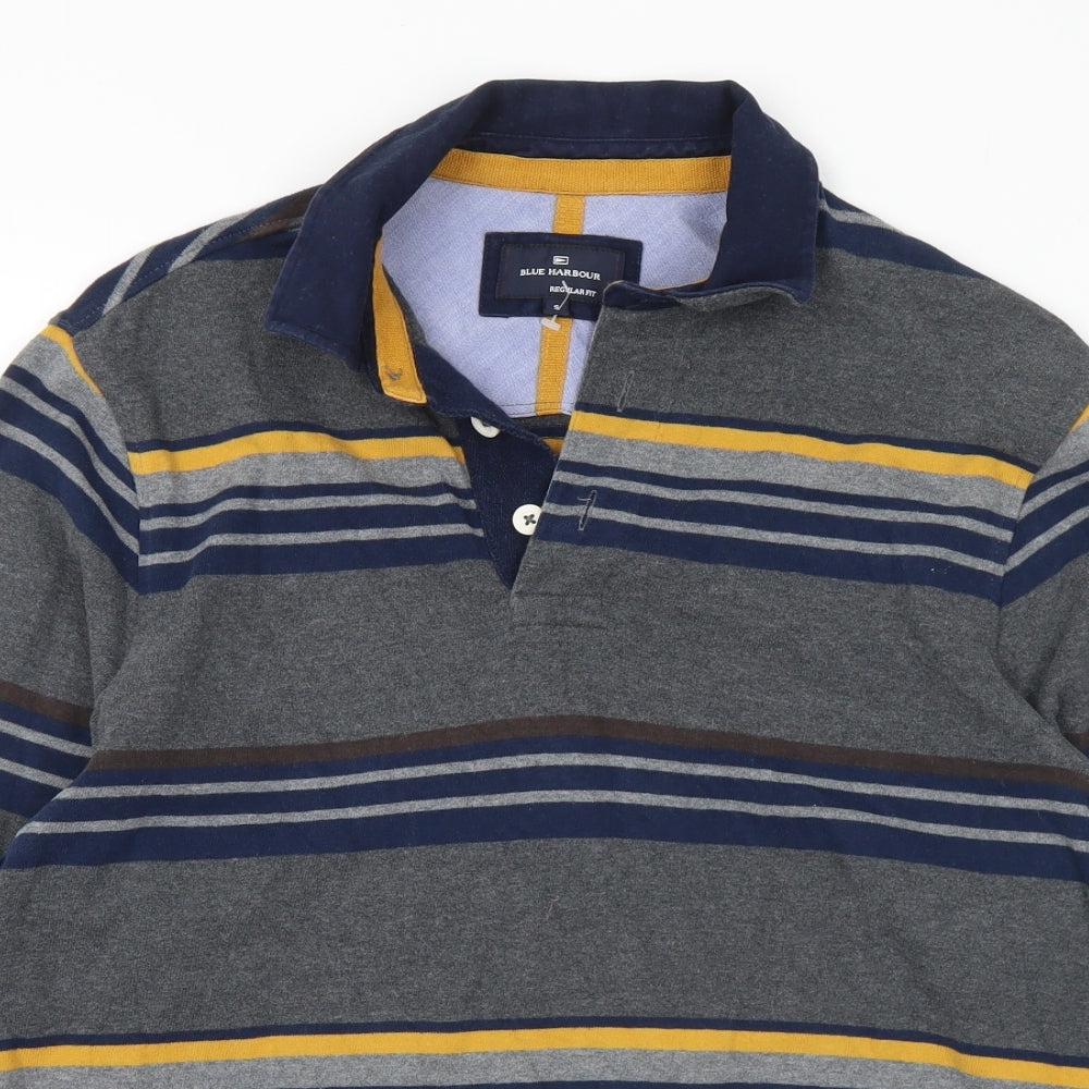 Marks and Spencer Mens Multicoloured Striped Cotton Polo Size S Collared