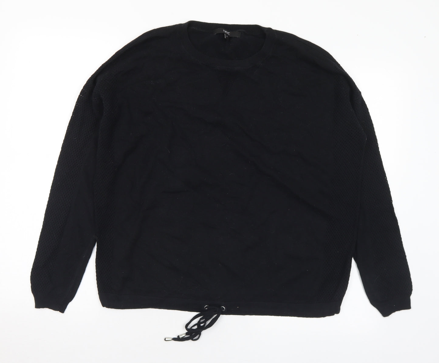 NEXT Womens Black Crew Neck Cotton Pullover Jumper Size 12