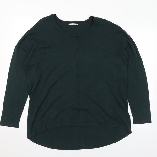 TU Womens Green Round Neck Viscose Pullover Jumper Size 16