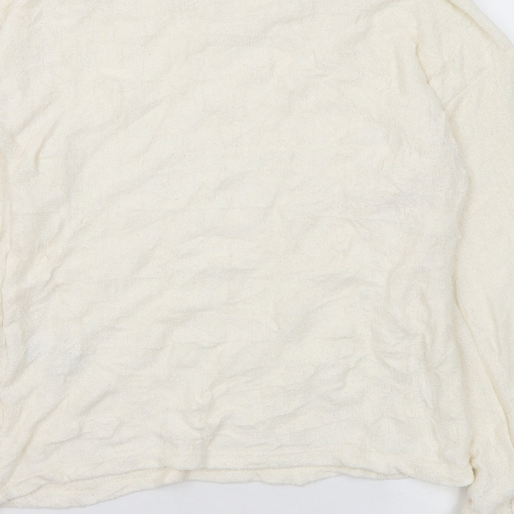 Zara Womens White Round Neck Polyester Pullover Jumper Size S