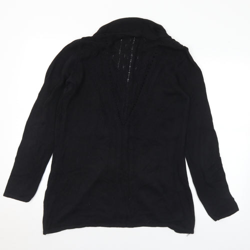 Belldiri Womens Black V-Neck Cotton Cardigan Jumper Size M