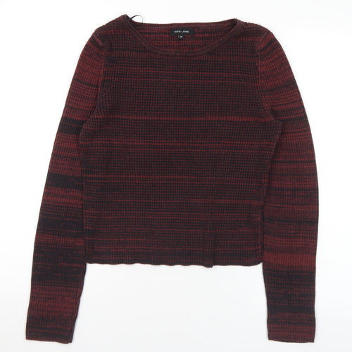 New Look Womens Black Round Neck Acrylic Pullover Jumper Size 14