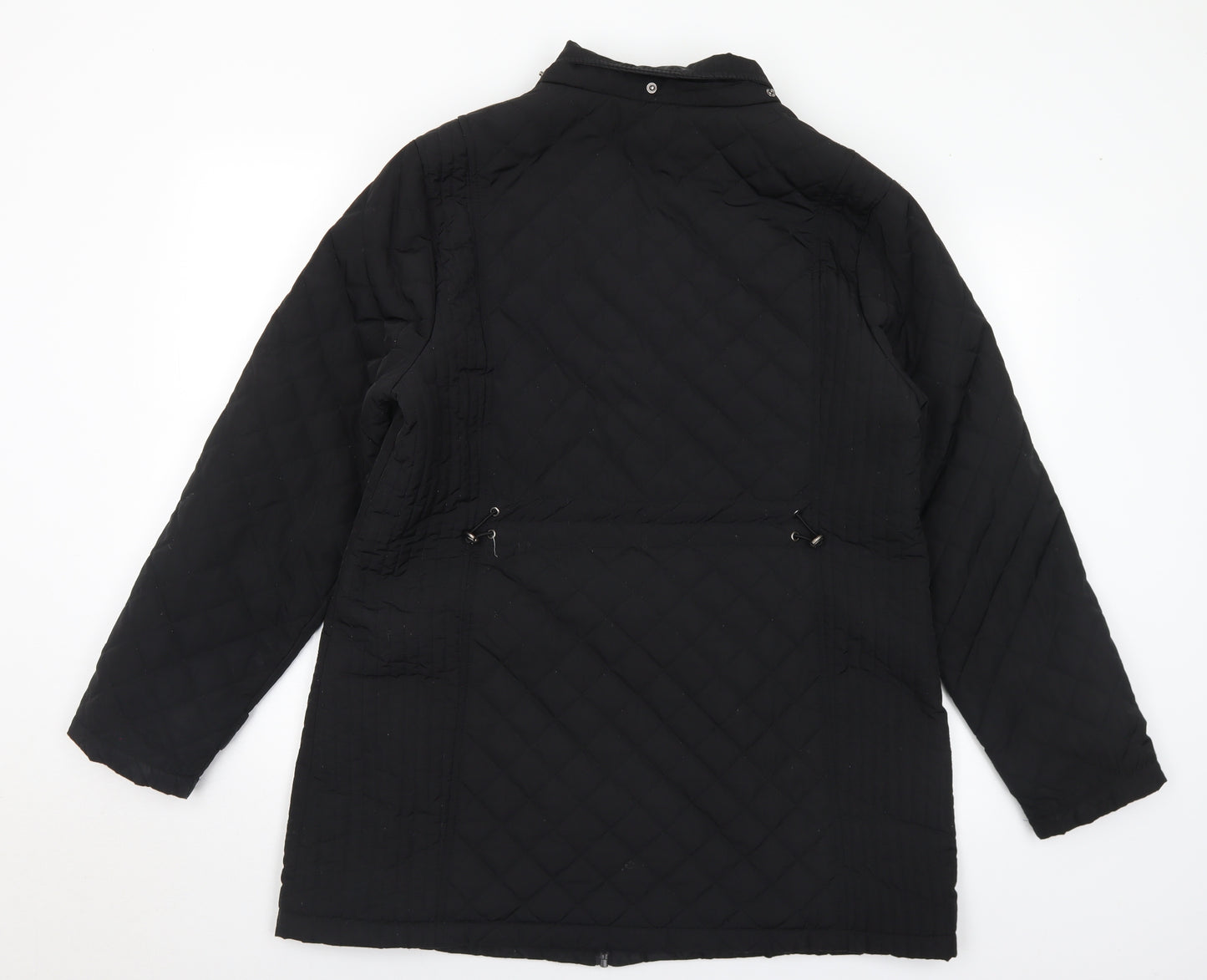 Cambridge Womens Black Striped Quilted Coat Size L