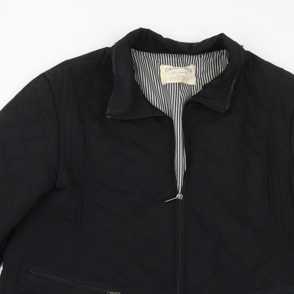 Cambridge Womens Black Striped Quilted Coat Size L