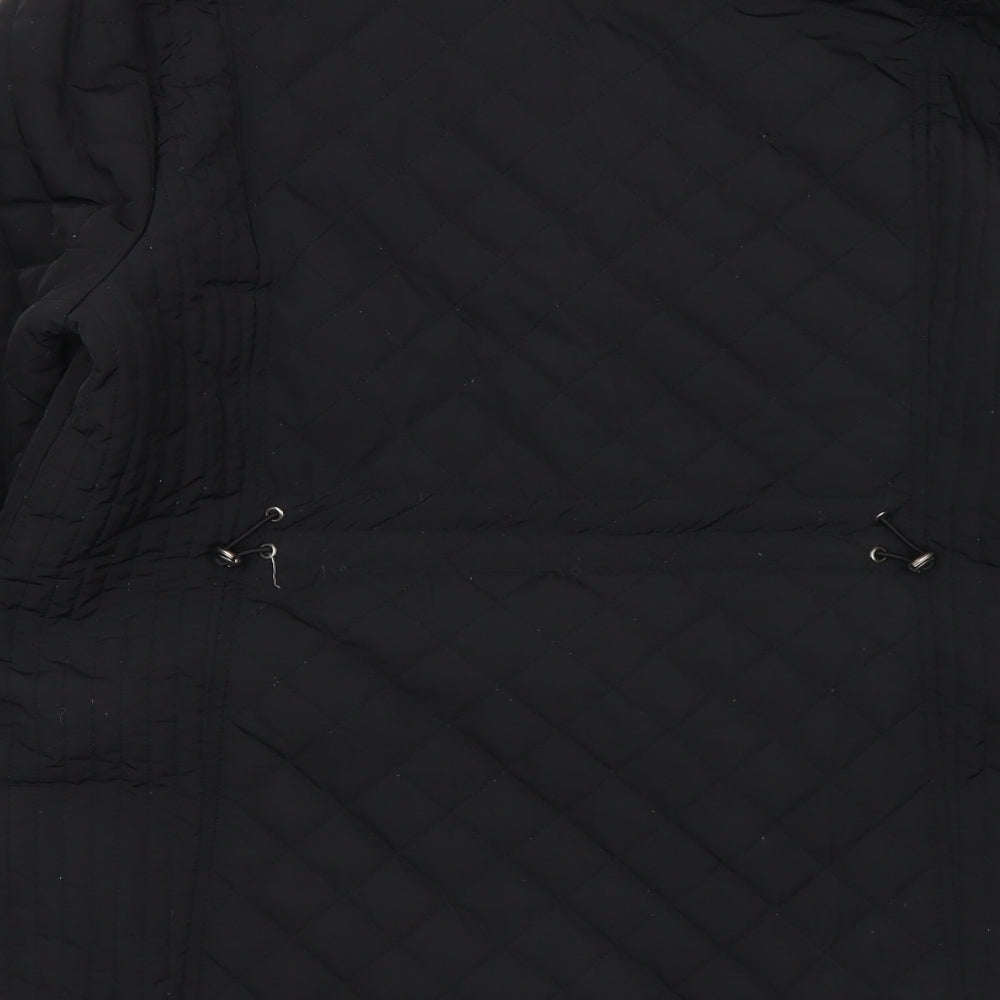 Cambridge Womens Black Striped Quilted Coat Size L