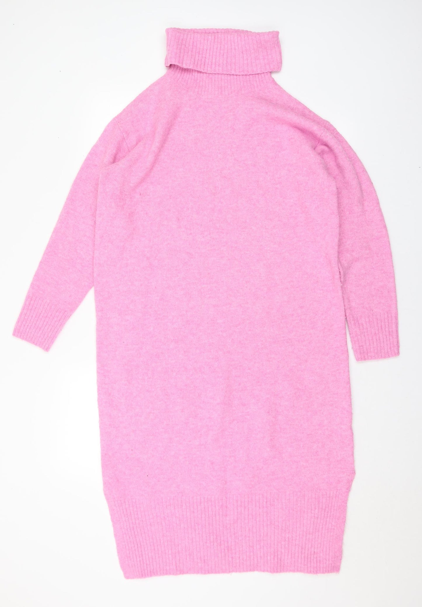 New Look Womens Pink Acrylic Jumper Dress Size S Roll Neck - Maternity