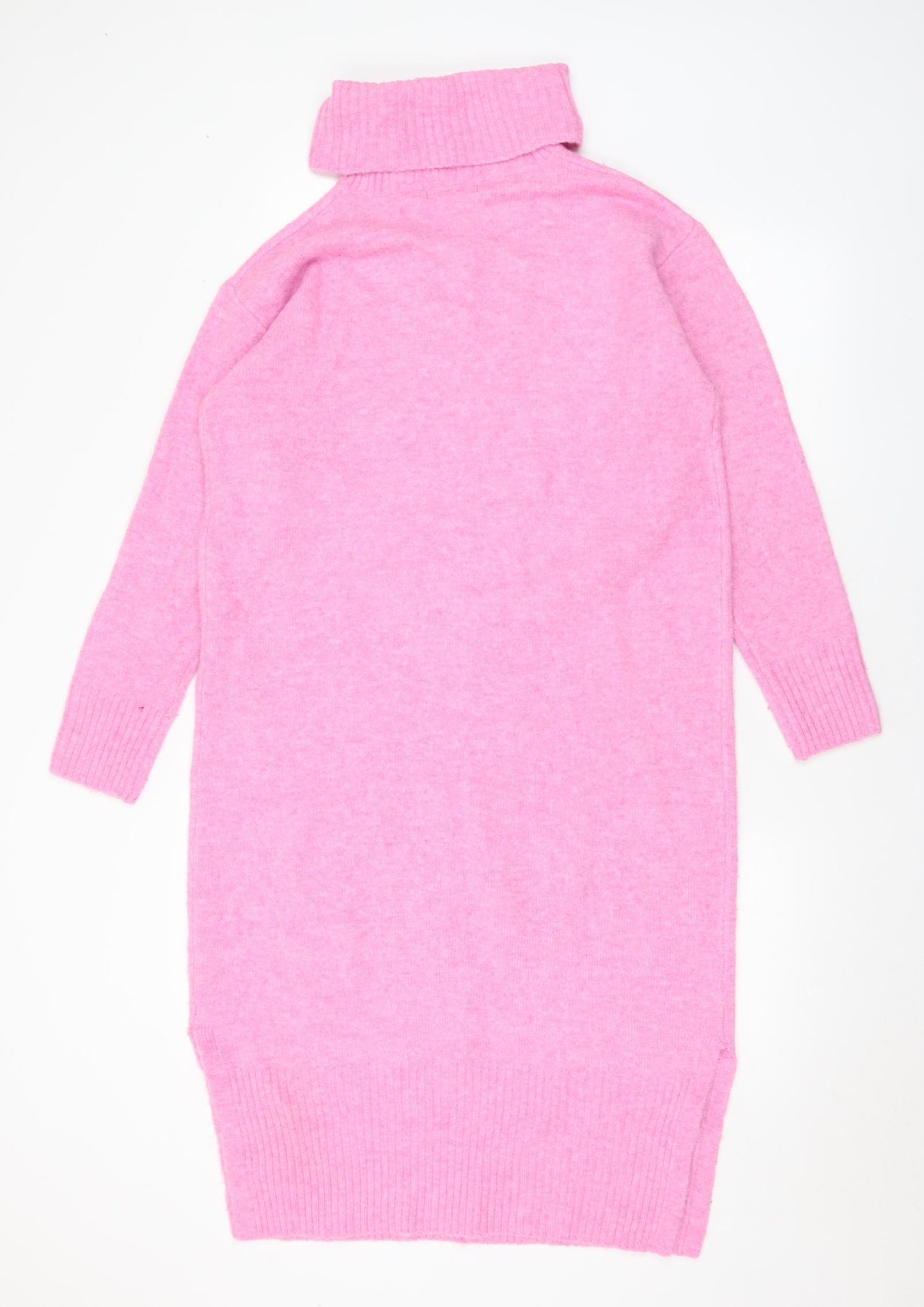 New Look Womens Pink Acrylic Jumper Dress Size S Roll Neck - Maternity