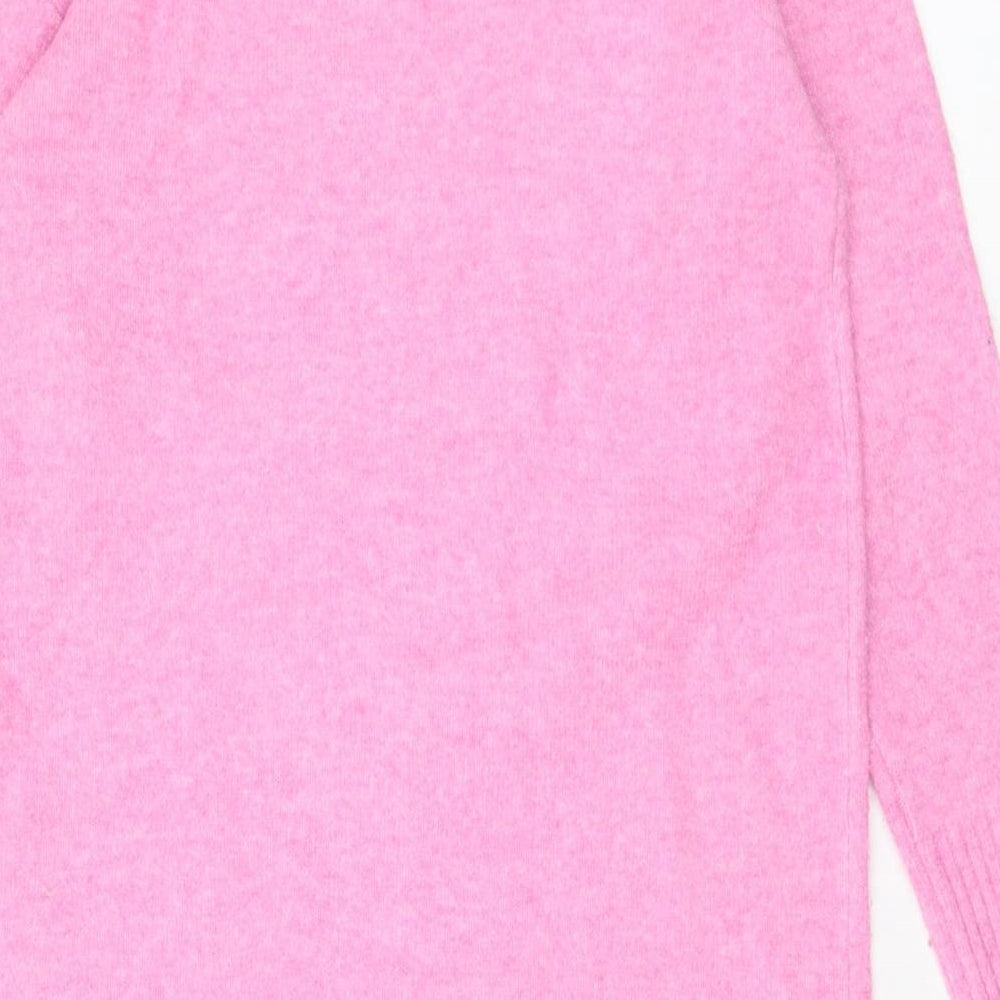 New Look Womens Pink Acrylic Jumper Dress Size S Roll Neck - Maternity