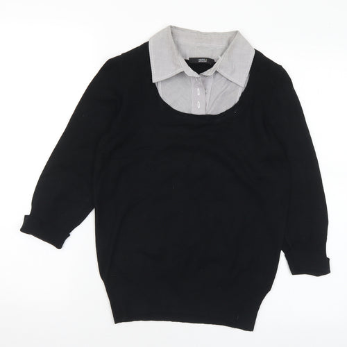 Marks and Spencer Womens Black Collared Polyester Pullover Jumper Size 10