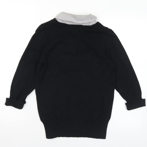 Marks and Spencer Womens Black Collared Polyester Pullover Jumper Size 10