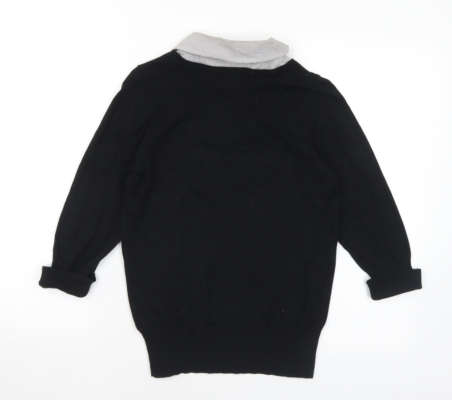 Marks and Spencer Womens Black Collared Polyester Pullover Jumper Size 10