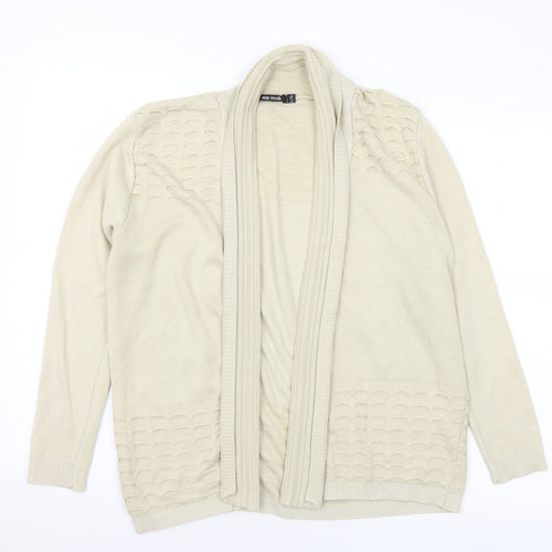 Mia Moda Womens Beige V-Neck Acrylic Cardigan Jumper Size L - L/XL