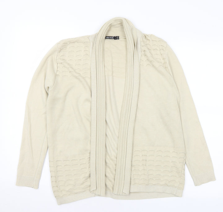 Mia Moda Womens Beige V-Neck Acrylic Cardigan Jumper Size L - L/XL