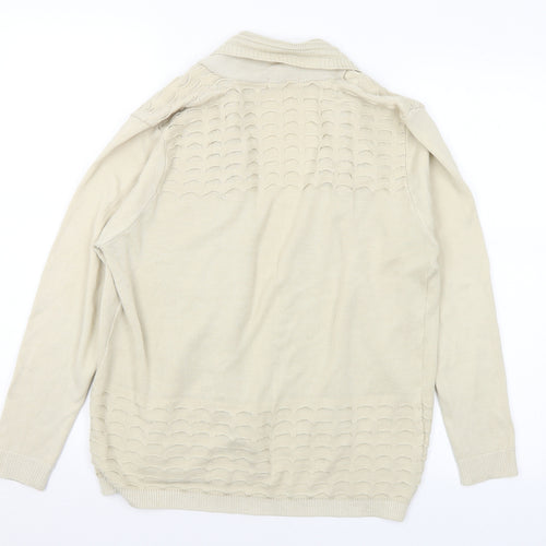 Mia Moda Womens Beige V-Neck Acrylic Cardigan Jumper Size L - L/XL