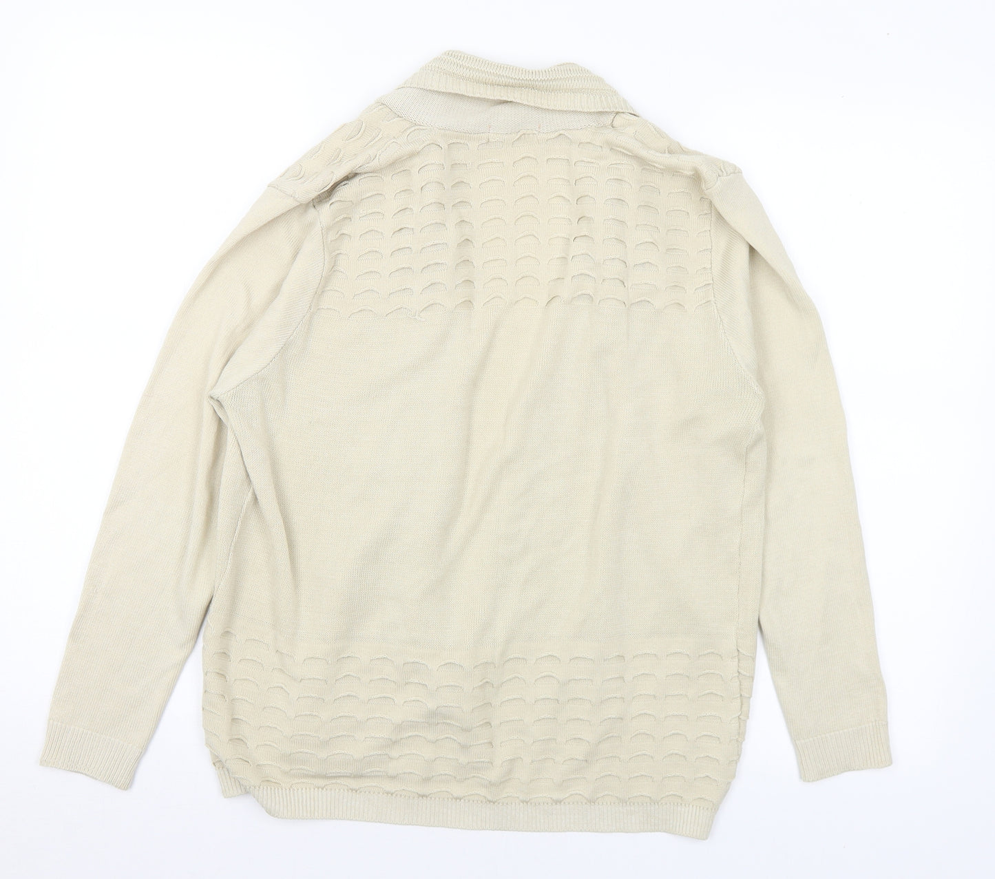 Mia Moda Womens Beige V-Neck Acrylic Cardigan Jumper Size L - L/XL