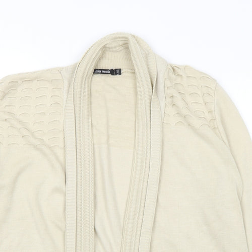 Mia Moda Womens Beige V-Neck Acrylic Cardigan Jumper Size L - L/XL