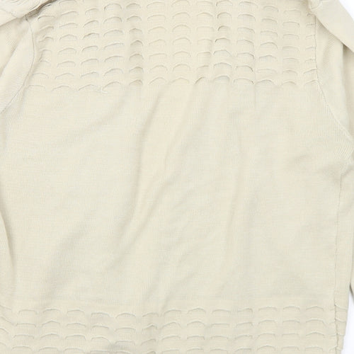Mia Moda Womens Beige V-Neck Acrylic Cardigan Jumper Size L - L/XL