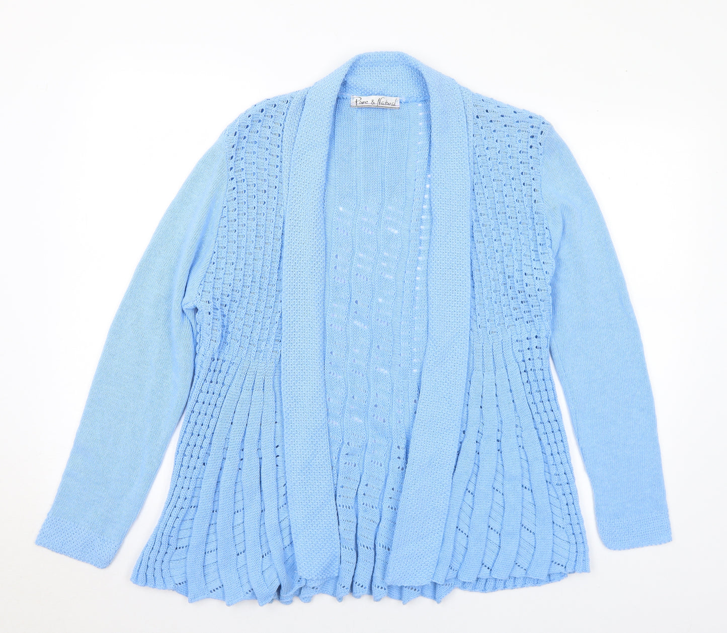 Pure & Natural Womens Blue V-Neck Cotton Cardigan Jumper Size S