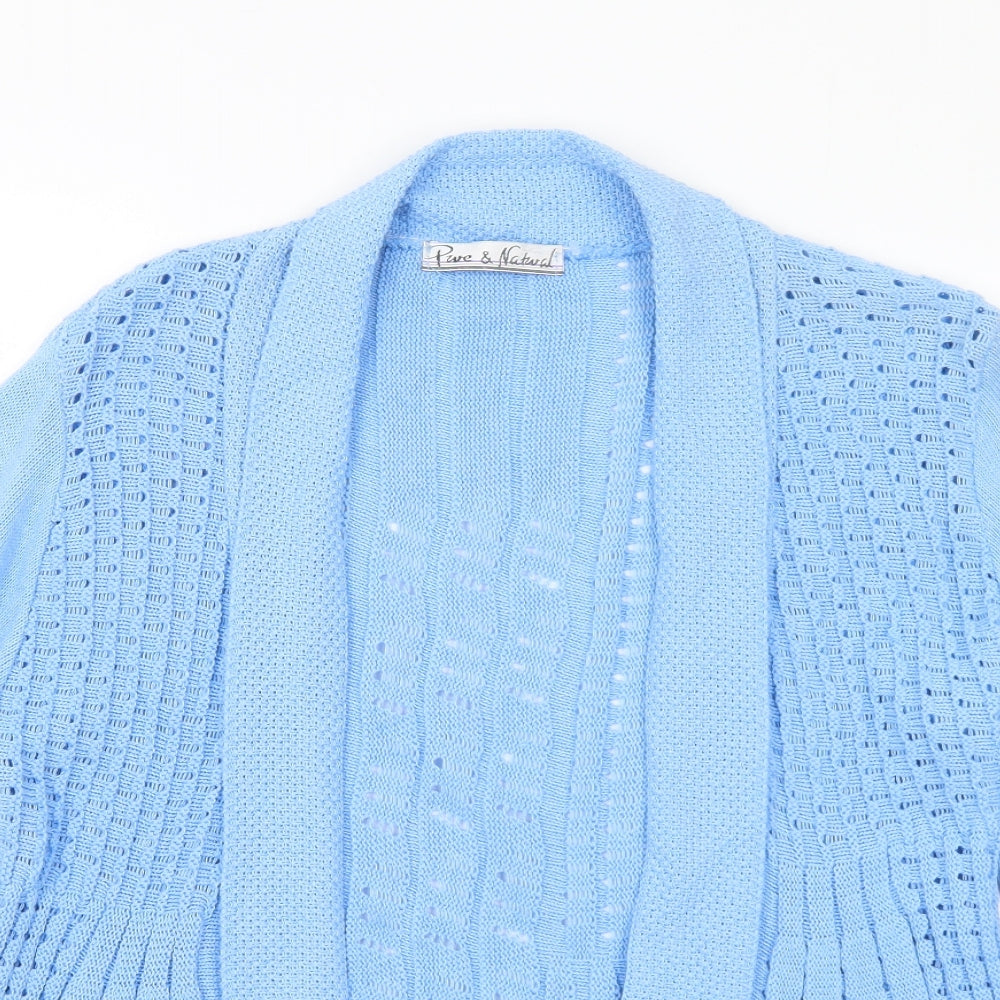 Pure & Natural Womens Blue V-Neck Cotton Cardigan Jumper Size S