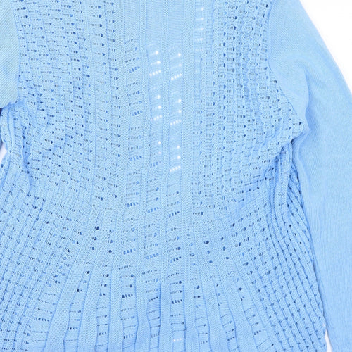 Pure & Natural Womens Blue V-Neck Cotton Cardigan Jumper Size S