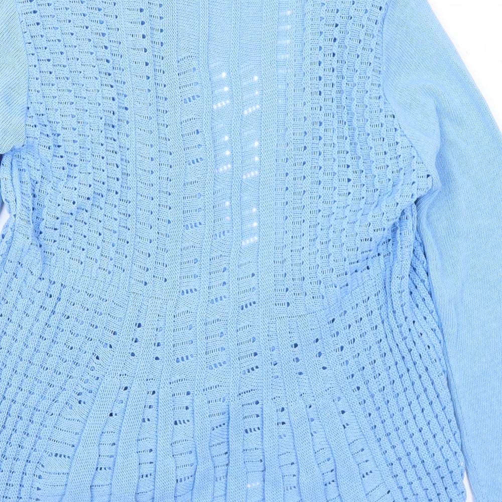 Pure & Natural Womens Blue V-Neck Cotton Cardigan Jumper Size S