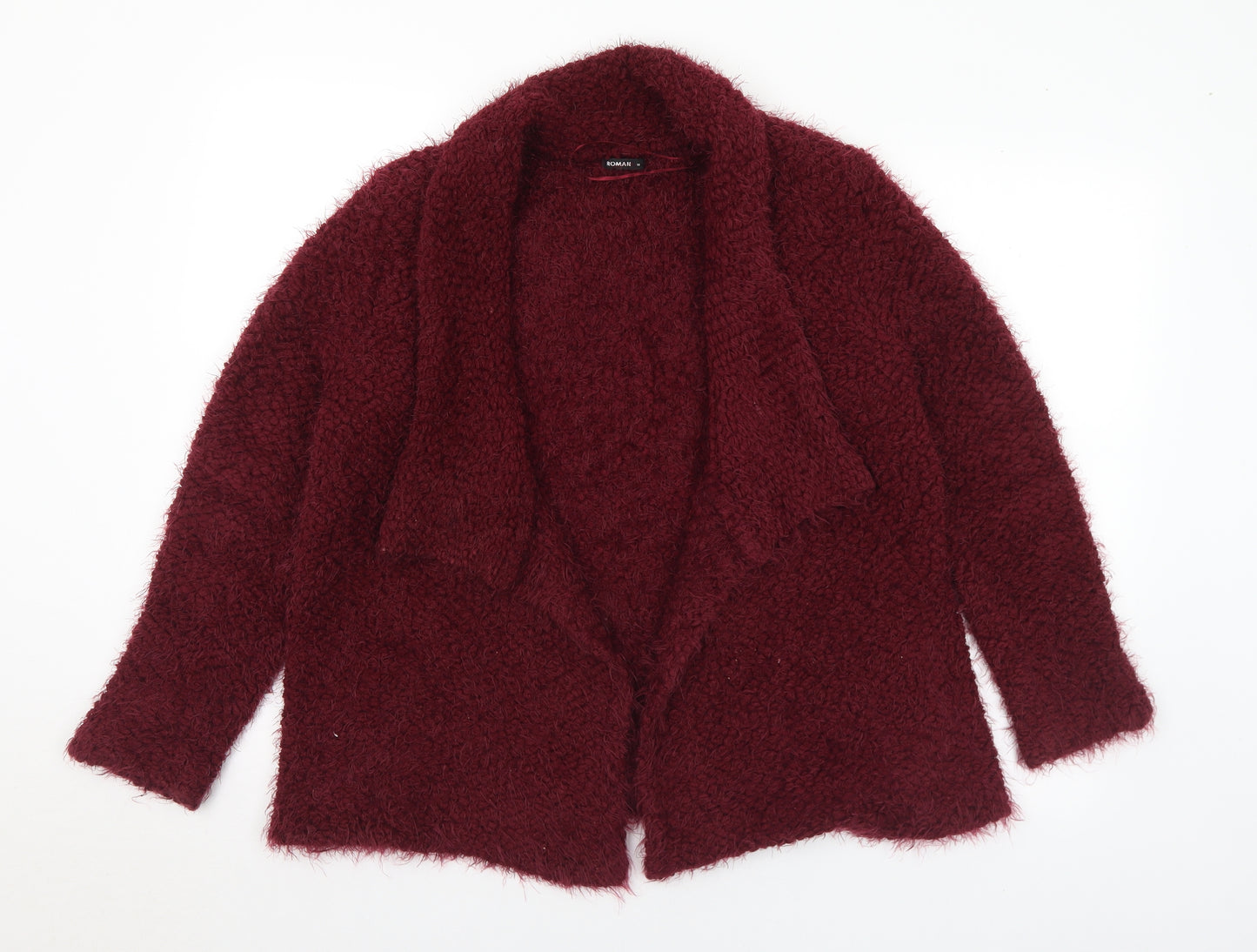 Roman Womens Red Collared Polyester Cardigan Jumper Size 14