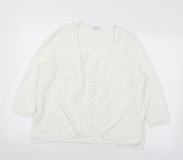 Marks and Spencer Womens White Round Neck Polyester Pullover Jumper Size 18