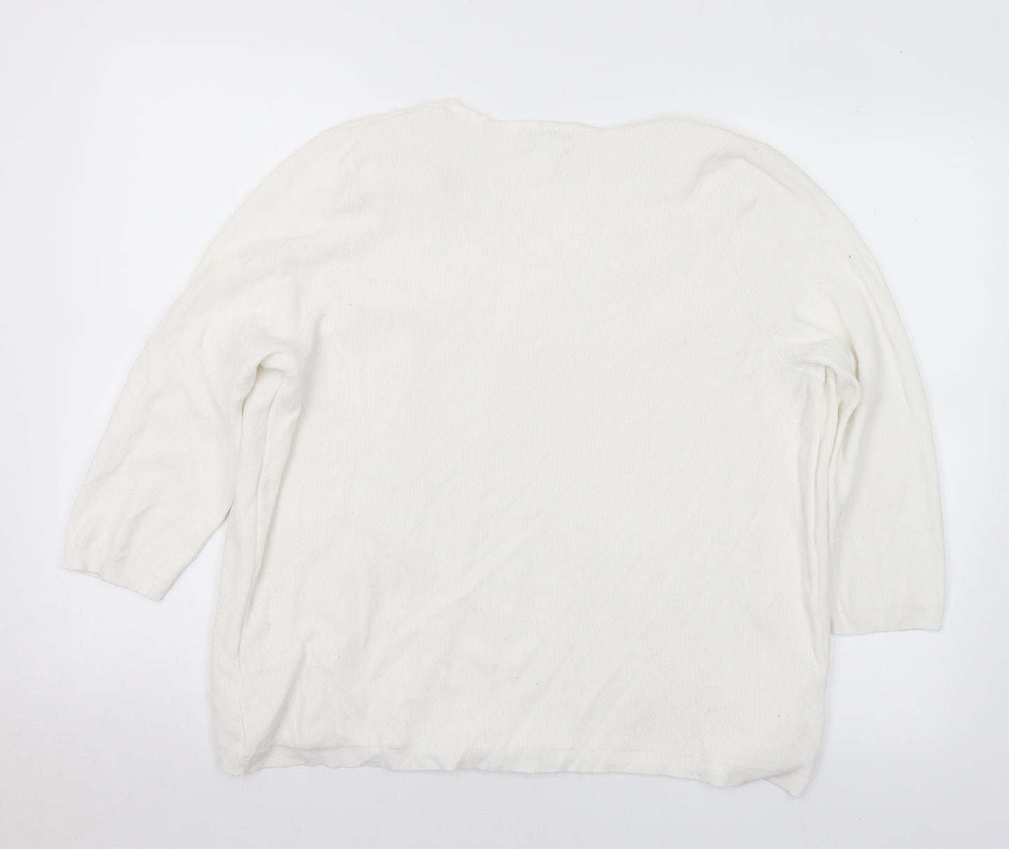 Marks and Spencer Womens White Round Neck Polyester Pullover Jumper Size 18