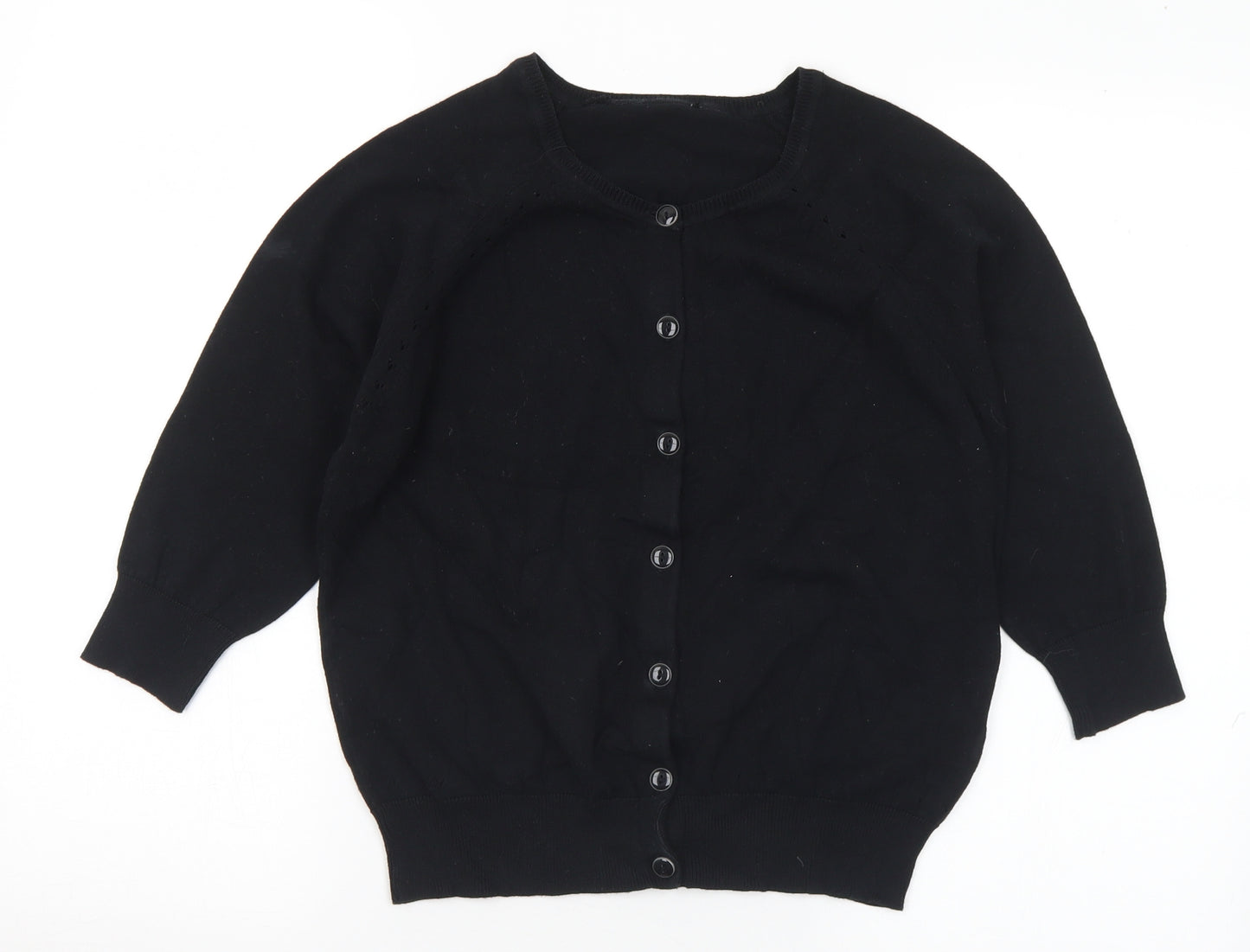 Dorothy Perkins Womens Black Round Neck Cotton Cardigan Jumper Size 14