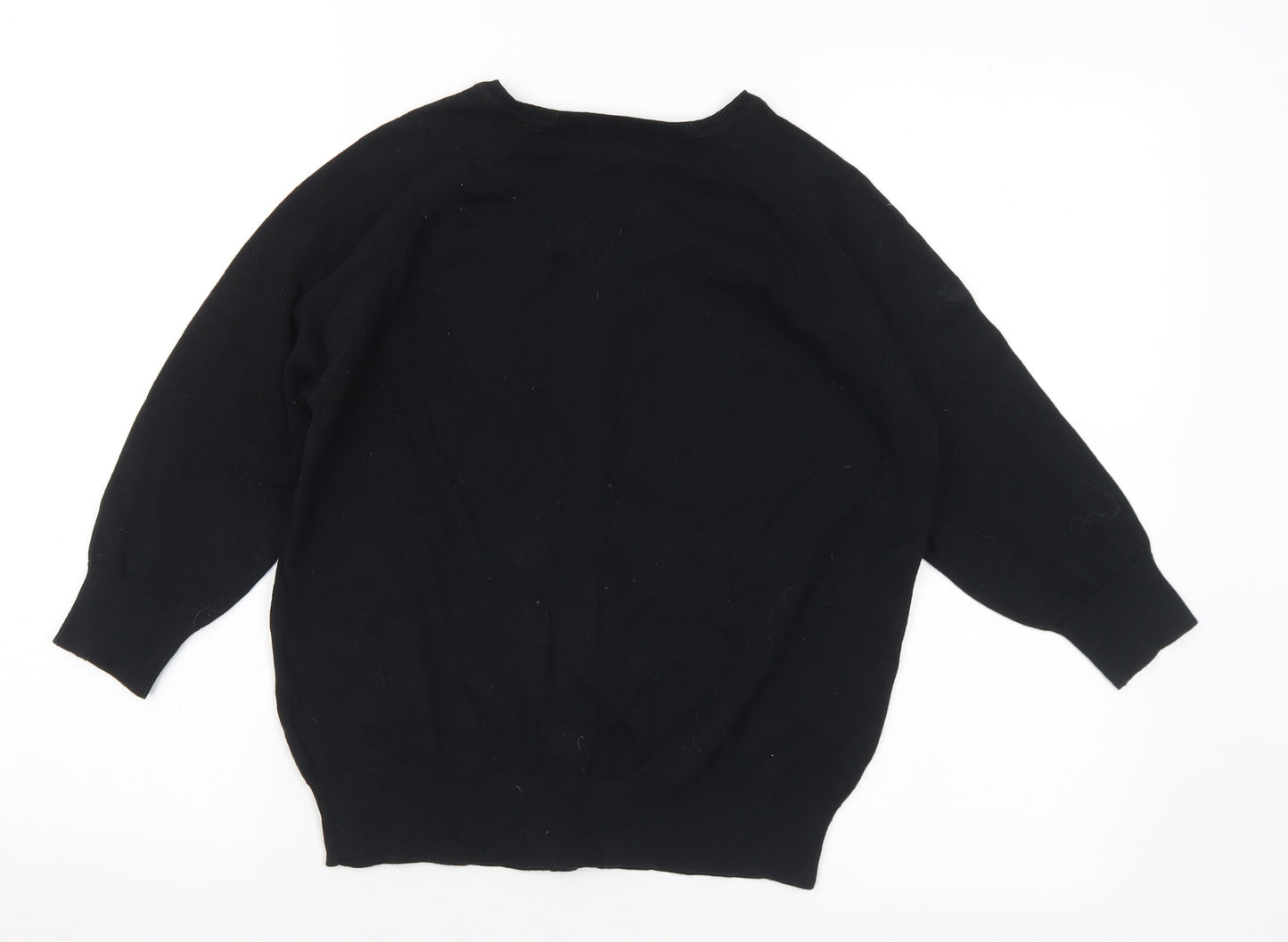 Dorothy Perkins Womens Black Round Neck Cotton Cardigan Jumper Size 14