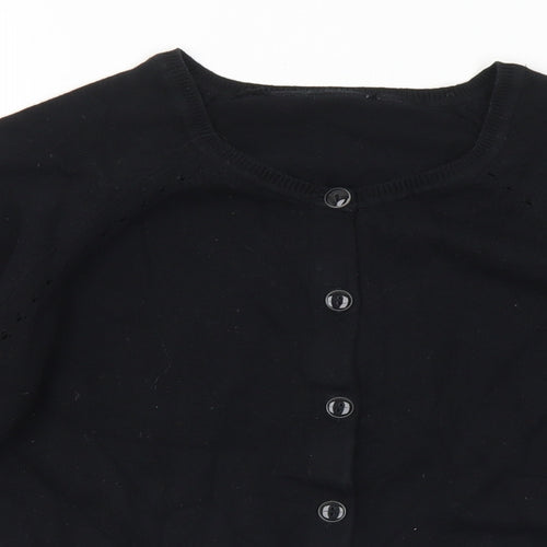 Dorothy Perkins Womens Black Round Neck Cotton Cardigan Jumper Size 14
