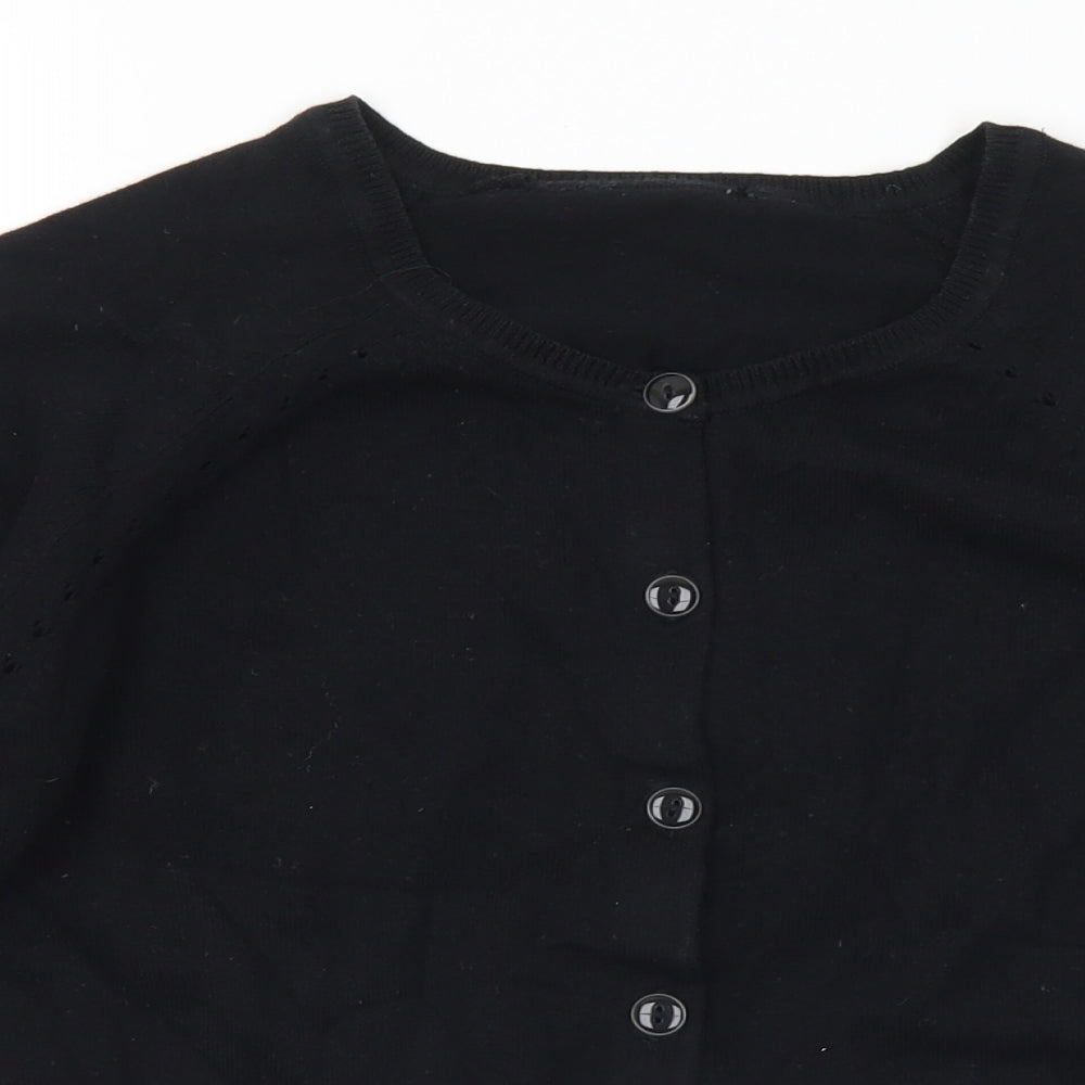 Dorothy Perkins Womens Black Round Neck Cotton Cardigan Jumper Size 14