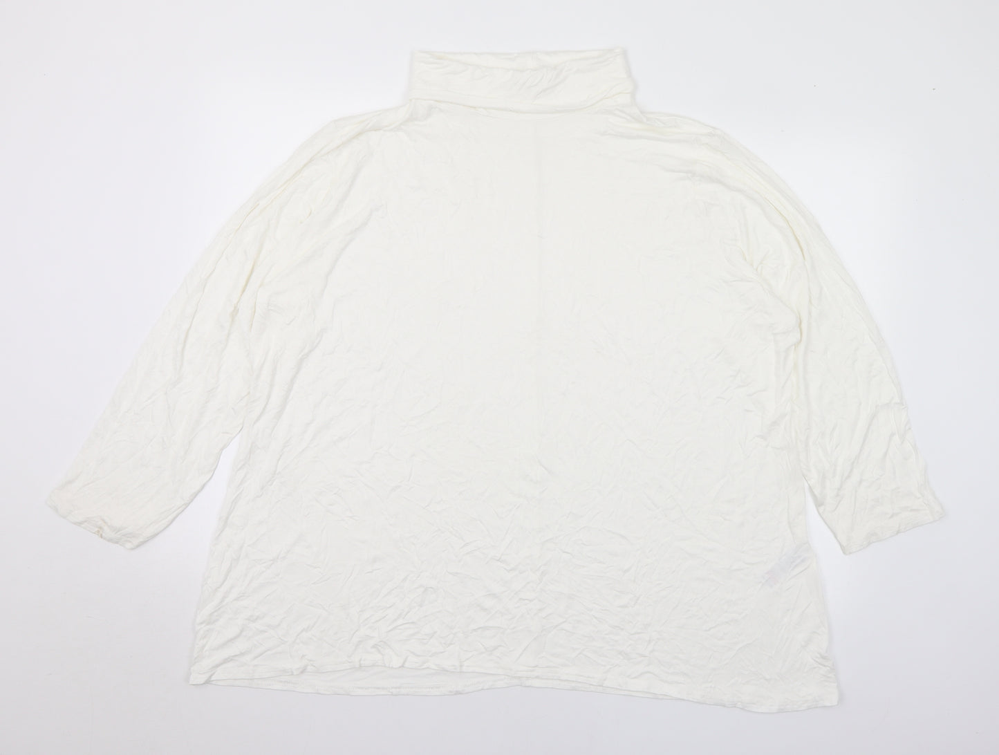 Yours Womens White Viscose Basic T-Shirt Size 26 Roll Neck - 26-28