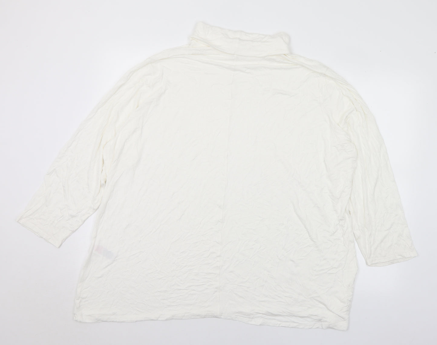 Yours Womens White Viscose Basic T-Shirt Size 26 Roll Neck - 26-28