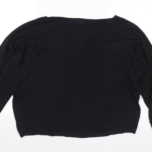Preworn Womens Black V-Neck Acrylic Pullover Jumper Size M - M/L