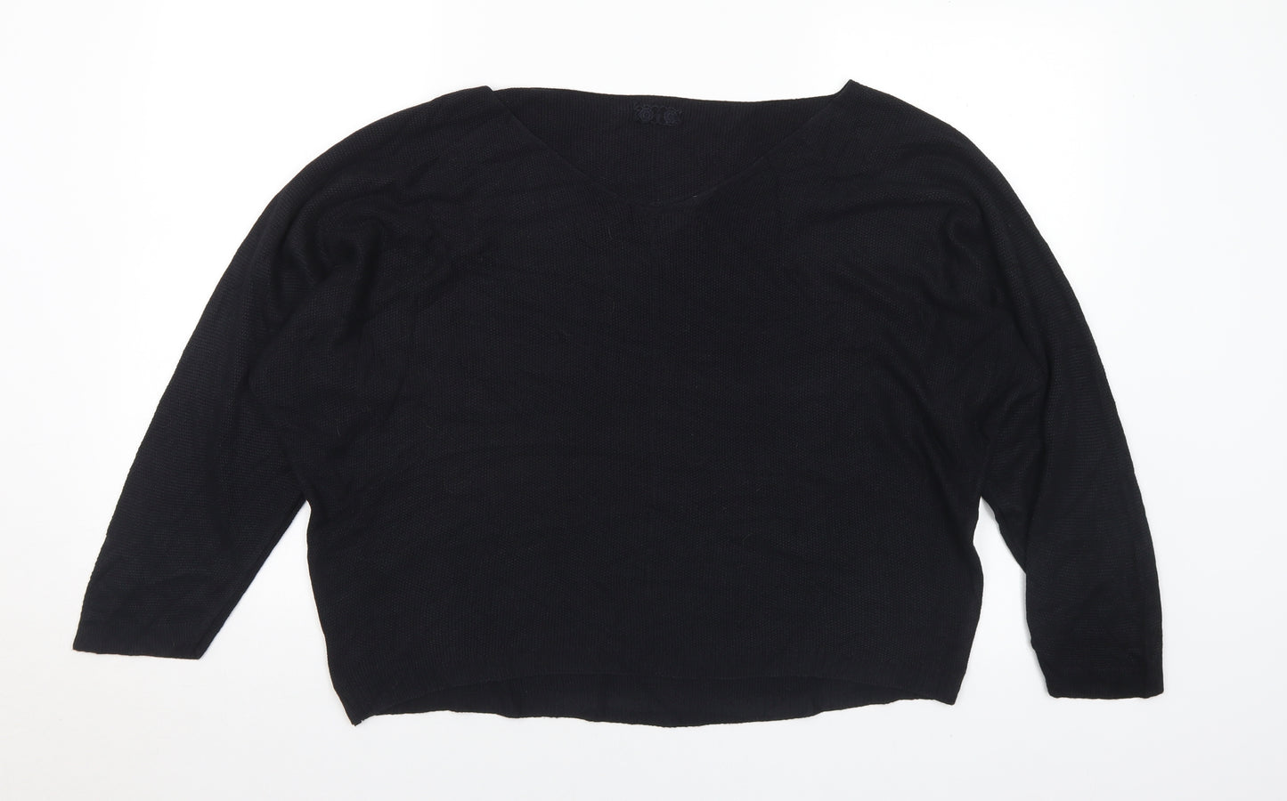 Preworn Womens Black V-Neck Acrylic Pullover Jumper Size M - M/L