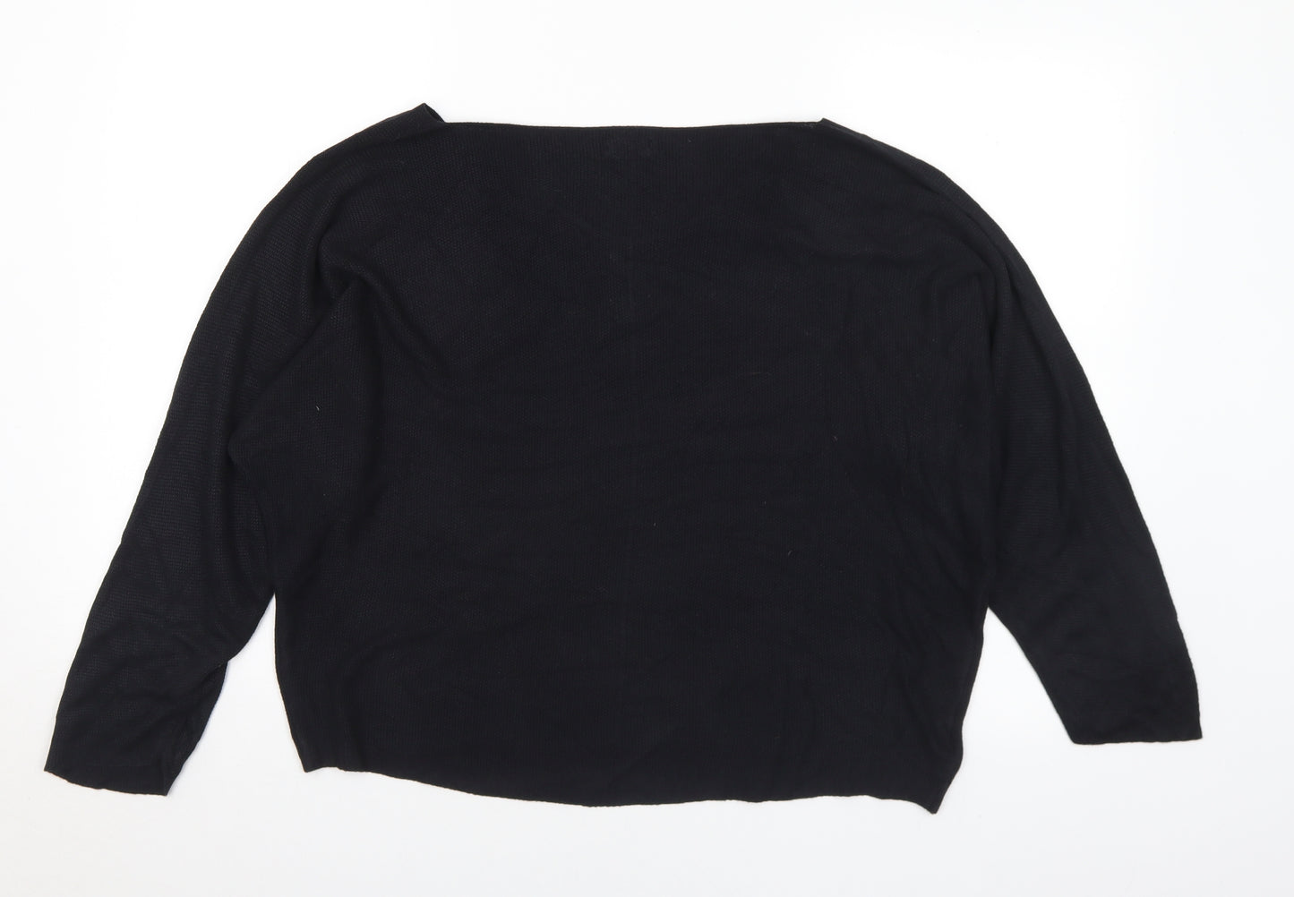 Preworn Womens Black V-Neck Acrylic Pullover Jumper Size M - M/L